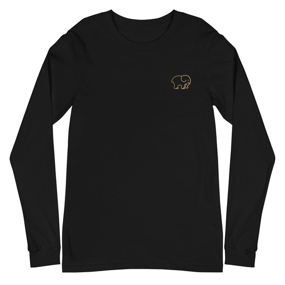 Ivory Ella Black Long Sleeve Shirt with Gold Elephant - Picture 1 of 2
